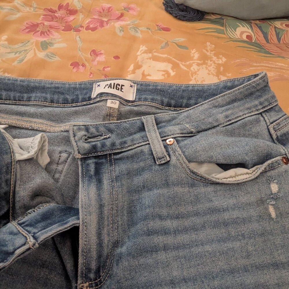 Paige distressed boyfriend straight leg jeans 30